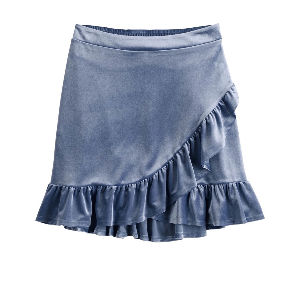 NWT LC Lauren Conrad Blue Ruffle Mini Skirt